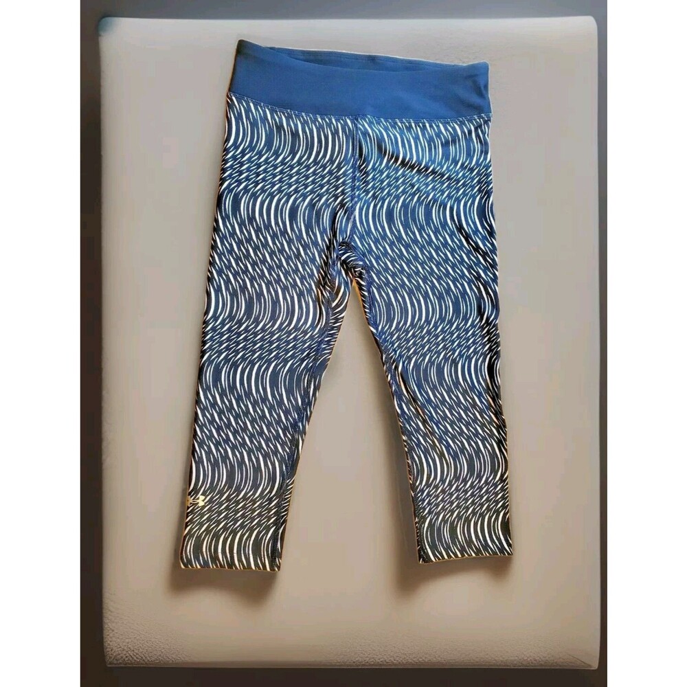 Under Armour Heat Gear Compression Cropped Leggingswhite/ Black Sz M